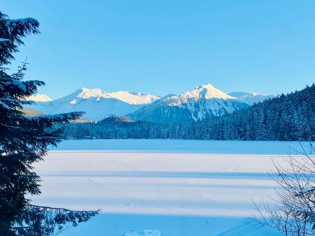 Snow covered lake in Alaska